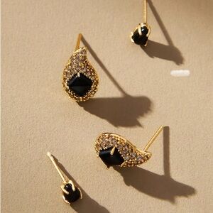 Anthropologie Festive Crystal Post Earrings- set of 2